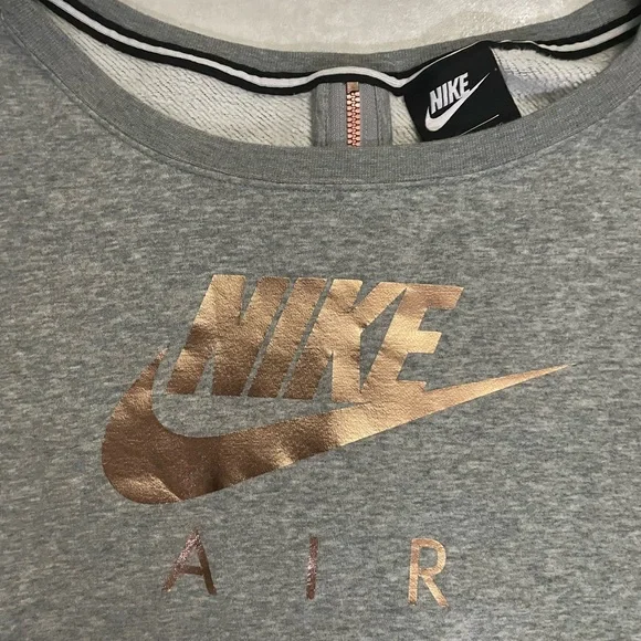 Nike Air Heather Gray Sweatshirt with Gold Logo - Picture 4 of 6